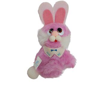 Well Made Plush Pink Bunny Rabbit "Hug Me" 1985 Stuffed Animal Felt